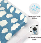 Cute Large Dog Bed for Crate-Thick Shredded Chopped Foam Pet Bed Indoor with Removable Washable Cover, Modern Fuzzy Plush & anti Slip Bottom, Blue