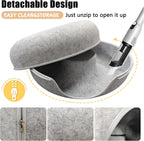 24Inch-Tunnel Bed for Indoor,Cattasaurus Peekaboo Cat Cave for Multiple,Detachable Felt Felt Washable Interior for Indoor Cats,Donut Tunnel (Light Gray)