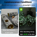 Cat Tunnel Bed under Christmas Tree with Plush Ball Toy Playground Crinkle Collapsible Self-Luminous Flannel Fabric 3FT for Large Cats Kittens Kitty Small Animals Puppy Grey Moon Star