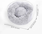 CBD2000A Bette 20.75" X 20.75" Small/Medium Modern Lucite Calming Fluffy Donut Pet Bed with Washable Cover, Light Gray/Clear
