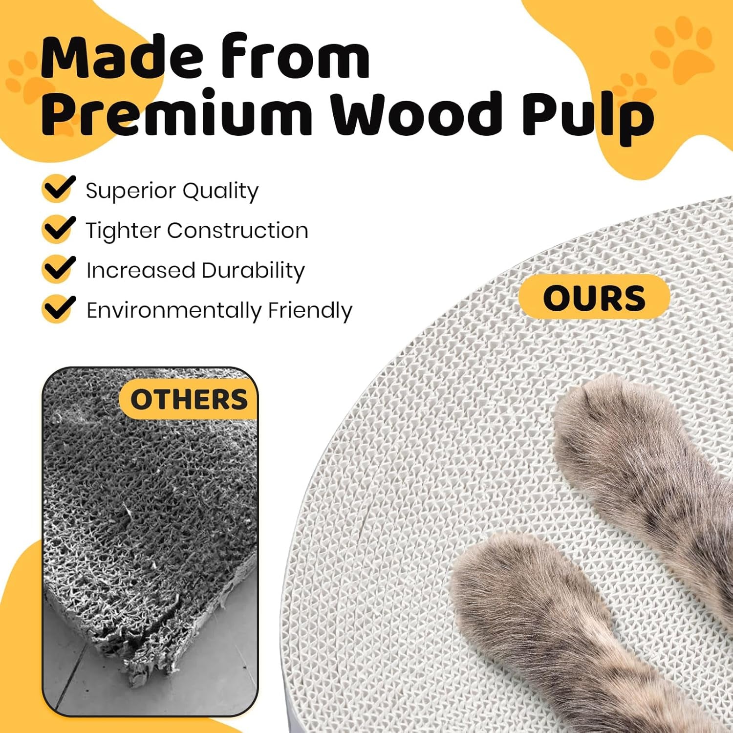 Cat Scratcher Cardboard Bed - Happy&Polly round Scratching Pad for Indoor Cats Double-Sided Usable Corrugated Cat Beds Furniture Protector Cat Scratch Deterrent - White
