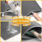 Cat Litter Mat Double Layer Waterproof Urine Proof Trapping Mat 1 Pack (Gray, 24X15 Inch (Pack of 1))