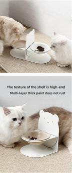 Ceramic Elevated Cat & Dog Bowl – Magnetic Adjustable Height & 360° Tilt Pet Feeder, Anti-Vomit & Whisker Fatigue Relief, Non-Slip, Food & Water Dish