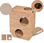 CHS1000A Jaxon 18" Modern Classic 2-Tier Handwoven Hyacinth Rectangular 5-Hole Cat Condo with 2 Machine-Washable Cushions, Natural