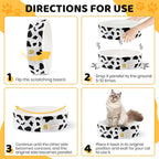 Cat Scratcher Cardboard Bed - Happy&Polly round Scratching Pad for Indoor Cats Double-Sided Usable Corrugated Cat Beds Furniture Protector Cat Scratch Deterrent - White