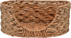 DBD4001A Perri 24" X 18" Classic Farmhouse Handwoven Hyacinth Oval Pet Bed with Machine-Washable Cushion, Natural