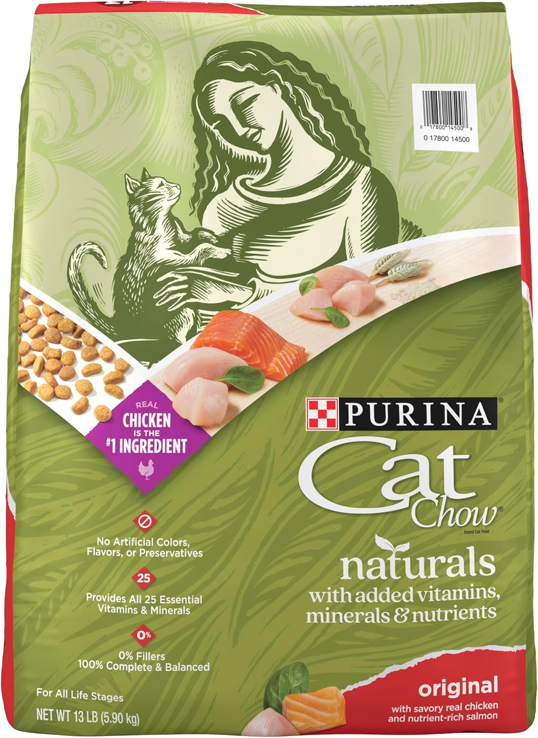 Naturals with Added Vitamins, Minerals and Nutrients Dry Cat Food, Naturals Original - 13 Lb. Bag