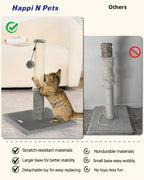 Cat Scratching Post, Cat Scratcher for Indoor Cats, Sisal Scratching Post & Carpet Post in One, Stable Kitten Scratching Post with Replaceable Toy, Extra Free Toy, Light Gray