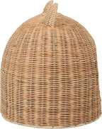 CBD1000B Cat Ear 20" X 14.5" Handwoven Water Hyacinth Pet Bed, Wicker Cat Hideaway Dome with Machine-Washable Cushion, Coastal Woven Pet House for Cats and Small Dogs, Light Brown