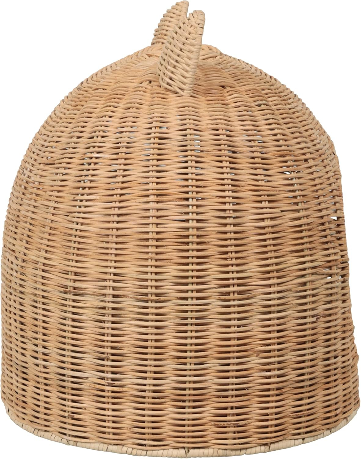 CBD1000B Cat Ear 20" X 14.5" Handwoven Water Hyacinth Pet Bed, Wicker Cat Hideaway Dome with Machine-Washable Cushion, Coastal Woven Pet House for Cats and Small Dogs, Light Brown