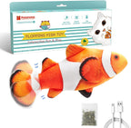 Cat Toys Flopping Fish with Silvervine and Catnip, Moving Kitten Kicker, Floppy Wiggle Clownfish for Small Dogs, Motion Kitty Interactive Exercise, 10.5 Inches
