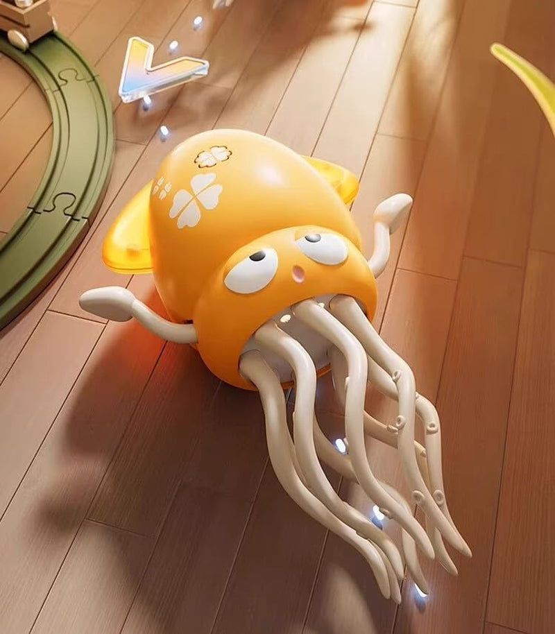Automatic Octopus Cat Toy with Massage Tentacles, Auto-Dodging & Rolling for Chase Play, Includes Bonus Fishing Rod (Green)