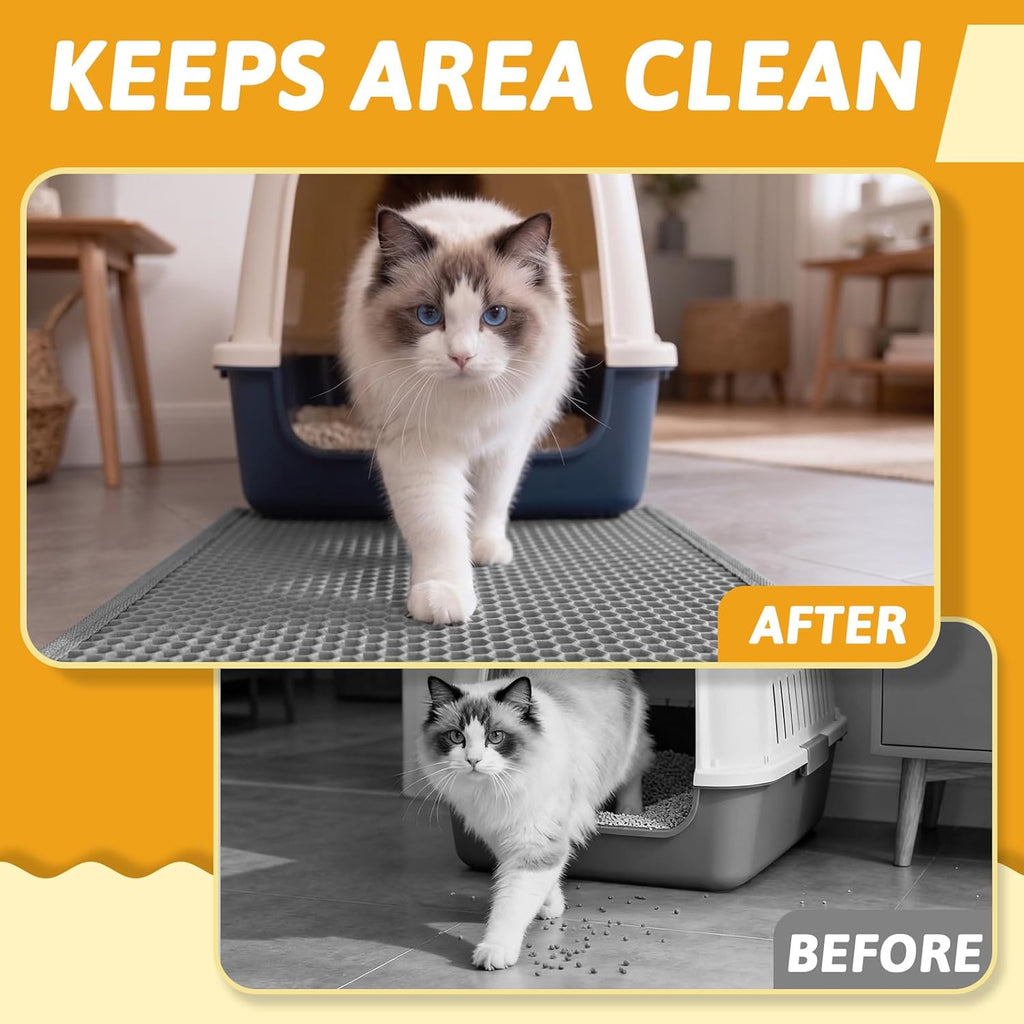 Cat Litter Mat Double Layer Waterproof Urine Proof Trapping Mat 1 Pack (Gray, 24X15 Inch (Pack of 1))