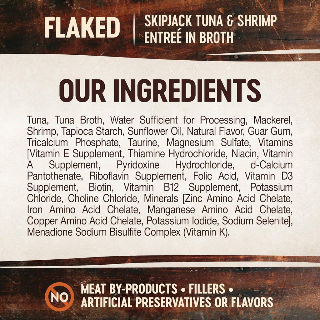 CORE Signature Selects Shredded Adult Canned Wet Cat Food, Natural, Protein Rich, Grain Free, Skipjack Tuna and Shrimp Entrée Recipe, 2.8 Oz, Pack of 12 Cans