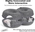 8-Shaped Large Cat Tunnel Bed for Indoor Cats, Infinite Circulation Peekaboo Cat Cave with 12 Toy Balls, Cat Donut Tunnel for Cats up to 30 Pounds (Dark Grey, L 38X24X11In)