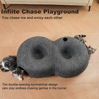 8-Shaped Large Cat Tunnel Bed for Indoor Cats, Infinite Circulation Peekaboo Cat Cave with 12 Toy Balls, Cat Donut Tunnel for Cats up to 30 Pounds (Dark Grey, L 38X24X11In)