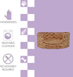 DBD4001A Perri 24" X 18" Classic Farmhouse Handwoven Hyacinth Oval Pet Bed with Machine-Washable Cushion, Natural