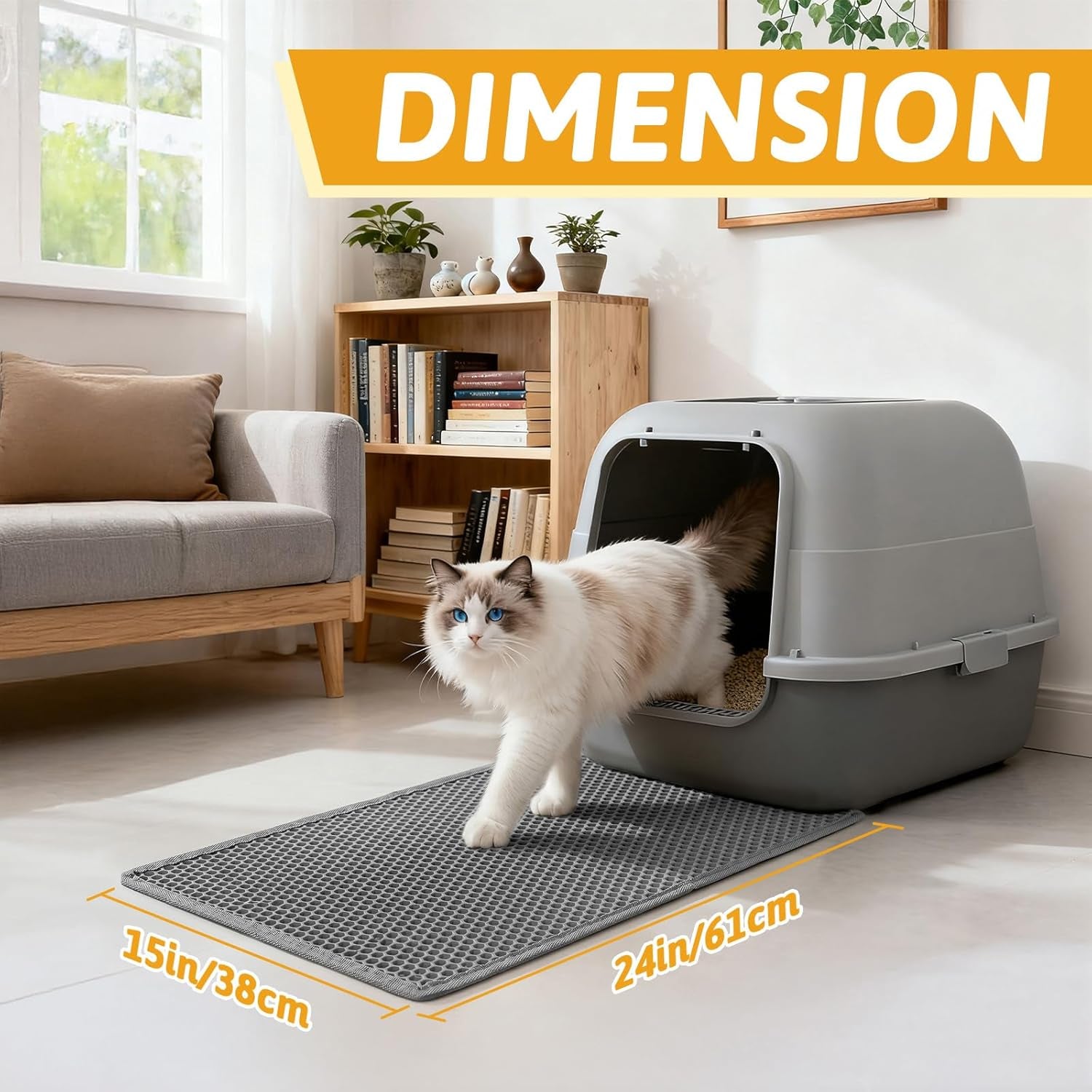 Cat Litter Mat Double Layer Waterproof Urine Proof Trapping Mat 1 Pack (Gray, 24X15 Inch (Pack of 1))
