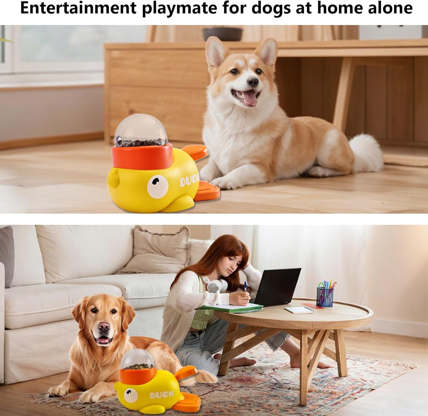 Duck Treat Dispenser for Dogs to Train Problem-Solving Skills,Dog Slow Feeder Puzzle Toy Prevents Bloating, Interactive Treat Dispensing Toy for Small Cats,Dogs,Other Pets