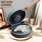 24Inch-Tunnel Bed for Indoor,Cattasaurus Peekaboo Cat Cave for Multiple,Detachable Felt Felt Washable Interior for Indoor Cats,Donut Tunnel (Light Gray)